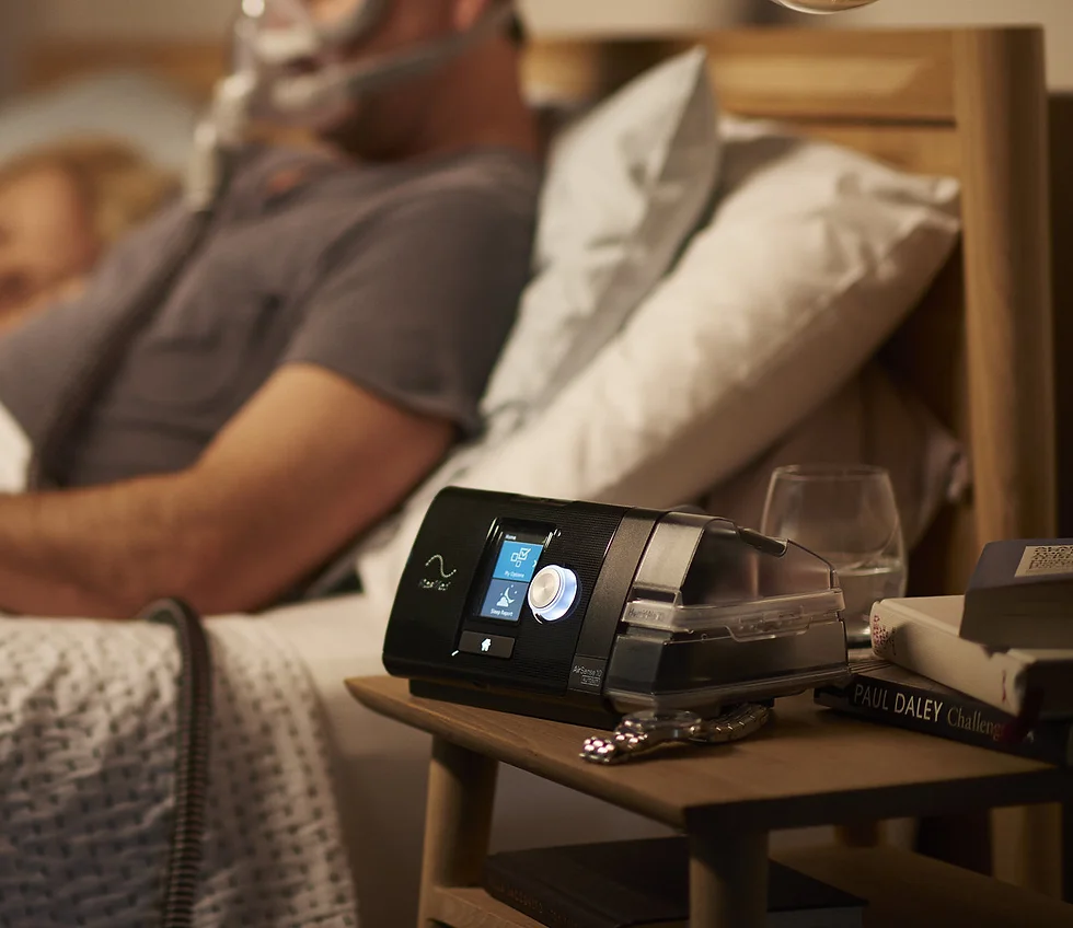 AirSense 10 CPAP Machine on bedside table | SleepTest.co.uk