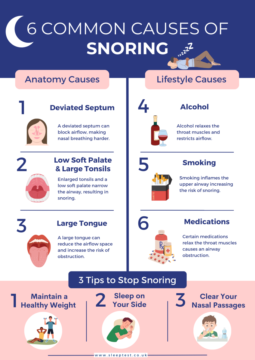 6 common causes of snoring and three tips to stop snoring | SleepTest.co.uk